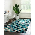 thumbnail image 1 of Unique Loom Azalea Collection Area Rug - Holly (7' 10" x 10' Rectangle Teal/Navy Blue), 1 of 8