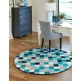 thumbnail image 1 of Unique Loom Azalea Collection Area Rug - Holly (7' Round Teal/Navy Blue), 1 of 7