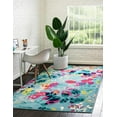 thumbnail image 1 of Unique Loom Azalea Collection Area Rug - Indica (10' x 14' Rectangle Aqua/Navy Blue), 1 of 8