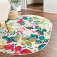 thumbnail image 1 of Unique Loom Azalea Collection Area Rug - Indica (4' x 6' Oval Ivory/Teal), 1 of 6