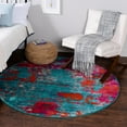 thumbnail image 1 of Unique Loom Azalea Collection Area Rug - Kyushu (3' Round Turquoise/Light Blue), 1 of 7