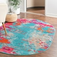 thumbnail image 1 of Unique Loom Azalea Collection Area Rug - Kyushu (5' 3" x 8' Oval Turquoise/Light Blue), 1 of 7