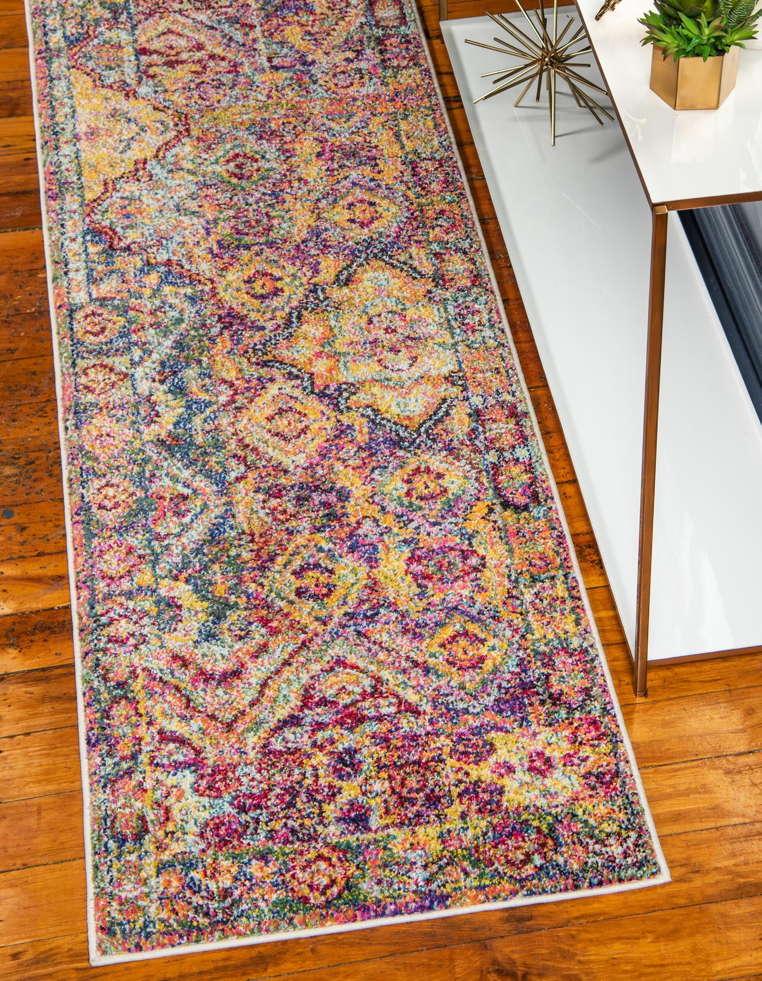 Unique Loom Aztec Monterey Rug Multi/Blue 2' 7" x 10' Runner Border