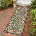 thumbnail image 1 of Unique Loom Baja Outdoor Collection Area Rug - Paz (2' x 6' Runner Green/Ivory), 1 of 7
