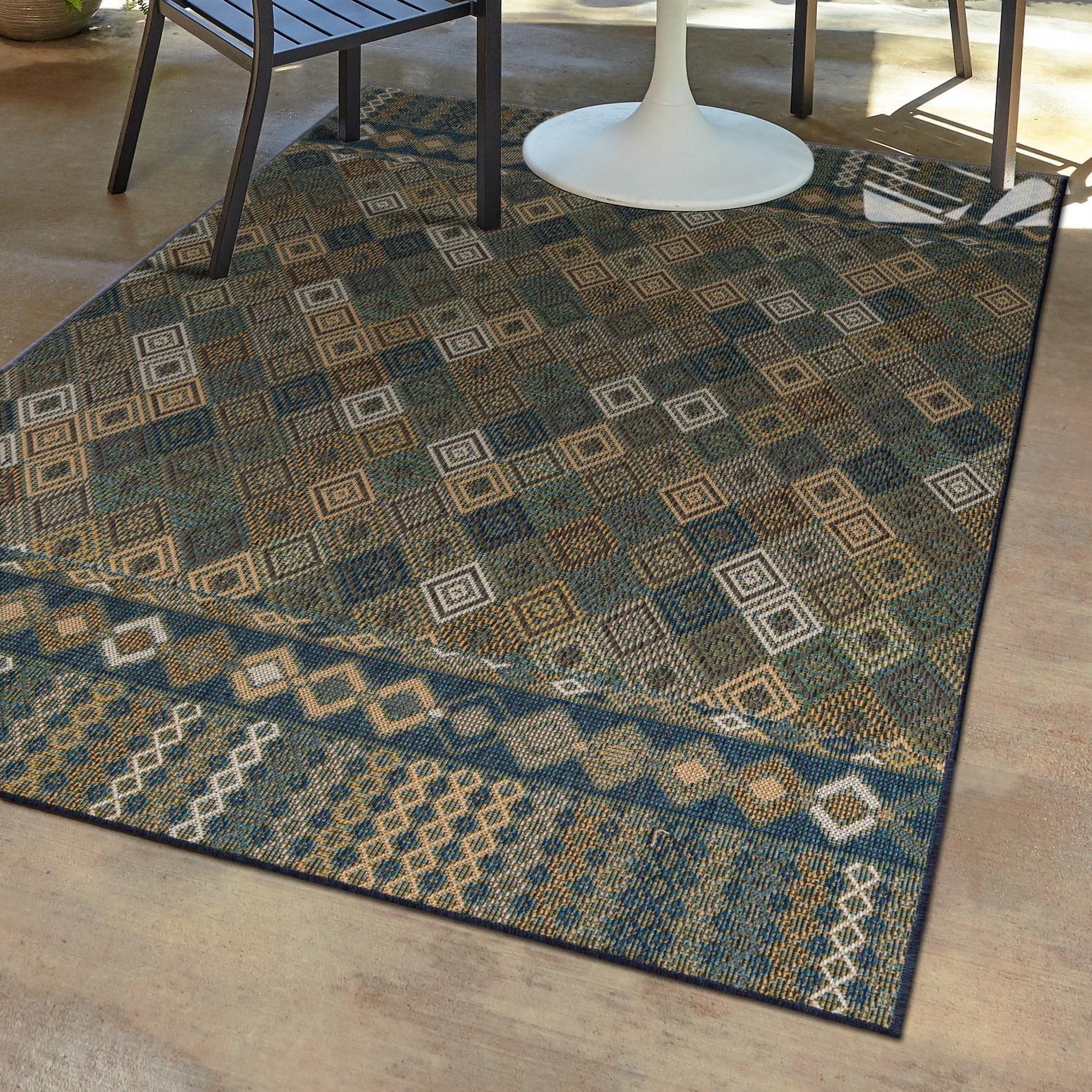 9x12 Rectangle Rug Unique Loom Baja Outdoor Collection Area Rug - Socarro (9' x 12 ...