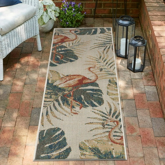 Unique Loom Baja Outdoor Collection Area Rug - Tijuana (2' x 7' 10" Runner Ivory/Brown)