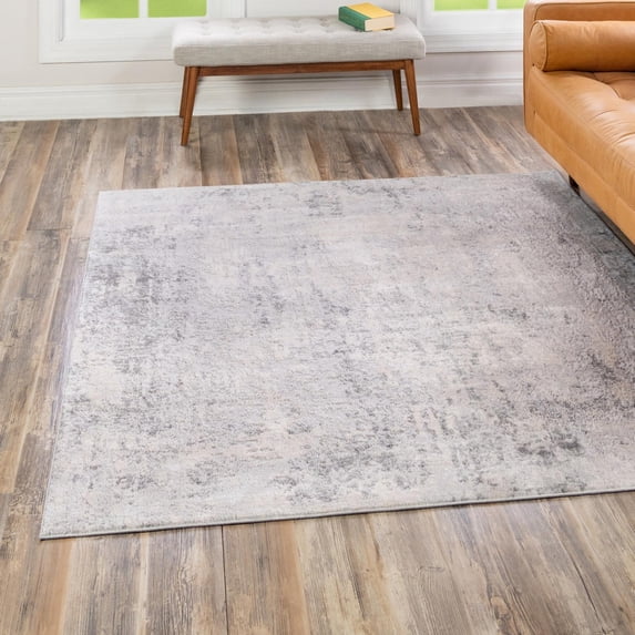 Unique Loom Caspian Collection Area Rug - Baku (7' 10" Square Gray/Silver)
