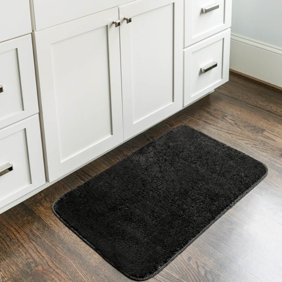 Unique Loom Bano Everyday Bath Mat Collection Area Rug - Everyday (1' 8" x 2' 7" Rectangle Midnight Black)