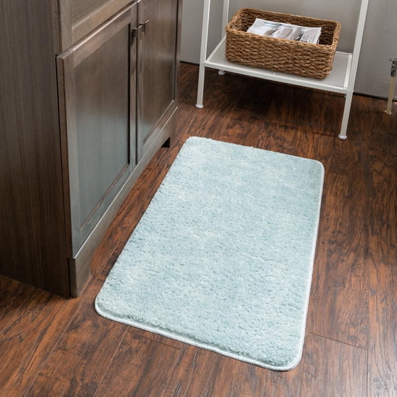 Unique Loom Bano Everyday Bath Mat Collection Area Rug - Everyday (1' 8" x 2' 7" Rectangle Powder Blue)