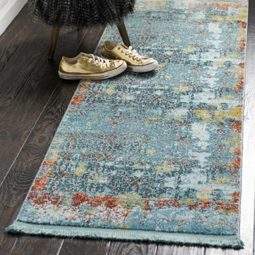 Unique Loom Baracoa Collection Area Rug - Alamar (2' 7" x 10' Runner Blue/Olive)