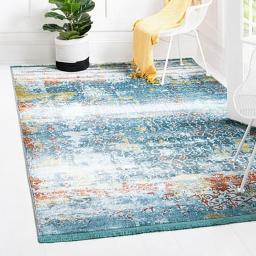 Unique Loom Baracoa Collection Area Rug - Alamar (4' 3" x 6' 1" Rectangle Blue/Olive)