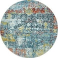 thumbnail image 1 of Unique Loom Baracoa Collection Area Rug - Alamar (5' 5" Round Blue/Olive), 1 of 9