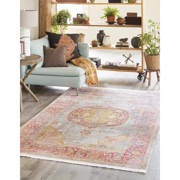 Unique Loom Baracoa Collection Area Rug - Atares (5' 5" x 8' Rectangle Multi/Gold)