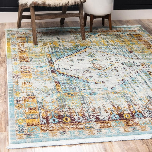 Unique Loom Baracoa Collection Area Rug - Cayo Hueso (2' 2" x 3' 1" Rectangle Light Blue/Beige)