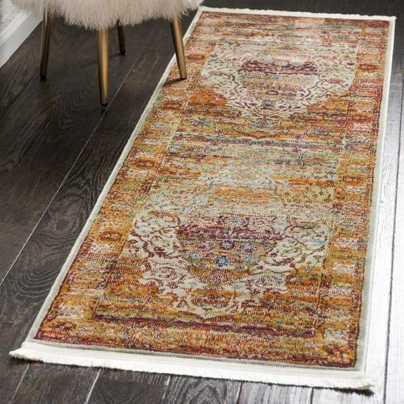 Unique Loom Baracoa Collection Area Rug - El Morro (2' 7" x 10' Runner Cream/Beige)