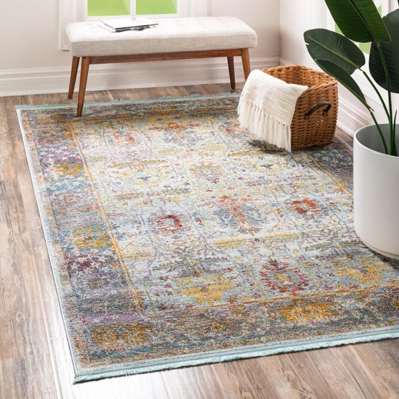 Unique Loom Baracoa Collection Area Rug - Eltemplete (4' 3" x 6' 1" Rectangle Light Blue/Blue)