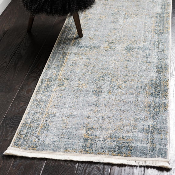 Unique Loom Baracoa Collection Area Rug - Fidel (2' 7" x 10' Runner Gray/Blue)