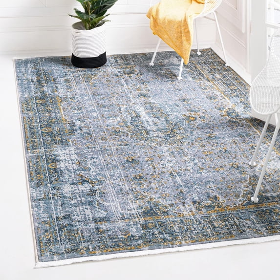Unique Loom Baracoa Collection Area Rug - Fidel (5' 5" x 8' Rectangle Gray/Blue)
