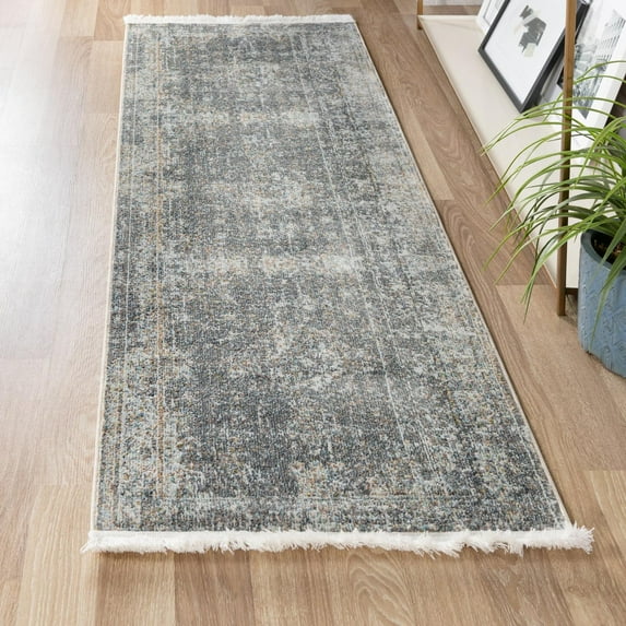 Unique Loom Baracoa Collection Area Rug - La Cabana (2' x 8' Runner Fume Gray/Brown)