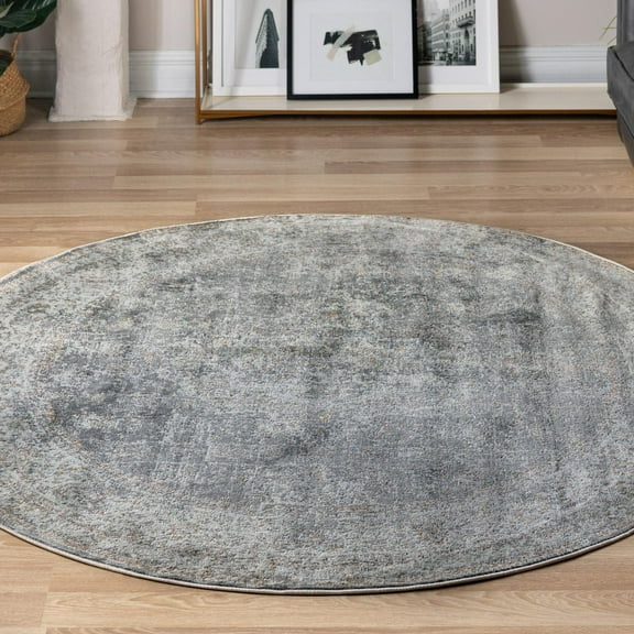 Unique Loom Baracoa Collection Area Rug - La Cabana (4' Round Fume Gray/Brown)