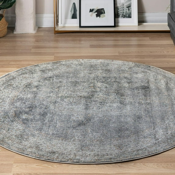 Unique Loom Baracoa Collection Area Rug - La Cabana (5' 5" Round Fume Gray/Brown)