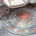 thumbnail image 1 of Unique Loom Baracoa Collection Area Rug - Malecon (4' Round Light Blue/Orange), 1 of 6