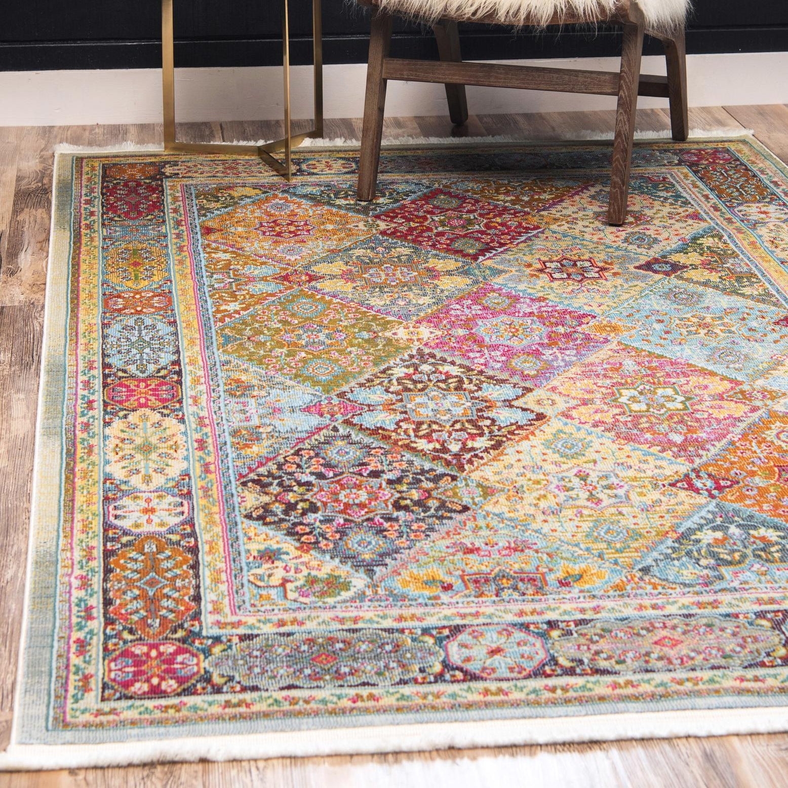 Colorful Multi-Patterned Synthetic Rectangular 4' x 6' Area Rug