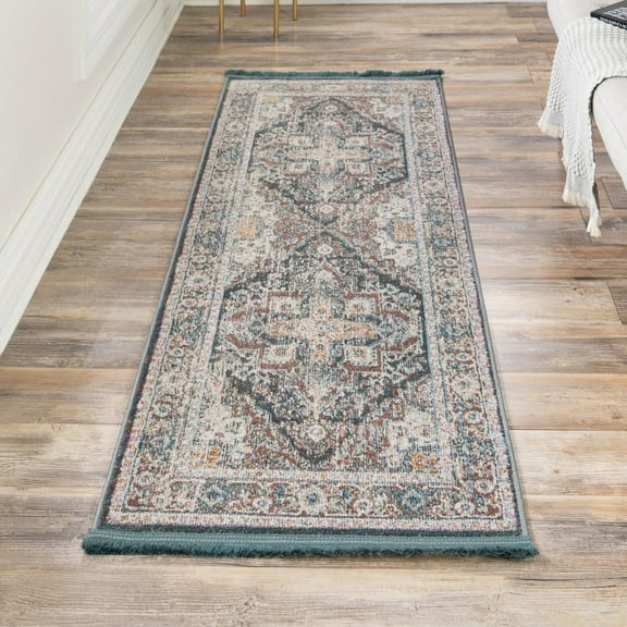Unique Loom Baracoa Collection Area Rug - Prado (2' 7" x 10' Runner Gray/Blue)