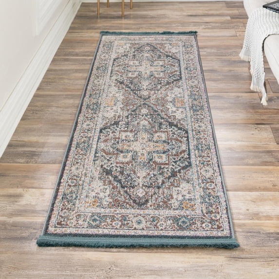 Unique Loom Baracoa Collection Area Rug - Prado (2' x 8' Runner Gray/Blue)