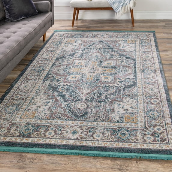 Unique Loom Baracoa Collection Area Rug - Prado (5' 5" x 8' Rectangle Gray/Blue)