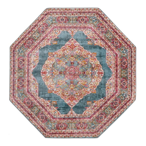 Unique Loom Baracoa Collection Area Rug - Regla (5' Octagon Turquoise/Ivory)