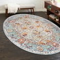 thumbnail image 1 of Unique Loom Baracoa Collection Area Rug - Rumba (5' x 8' Oval Light Blue/Cream), 1 of 7
