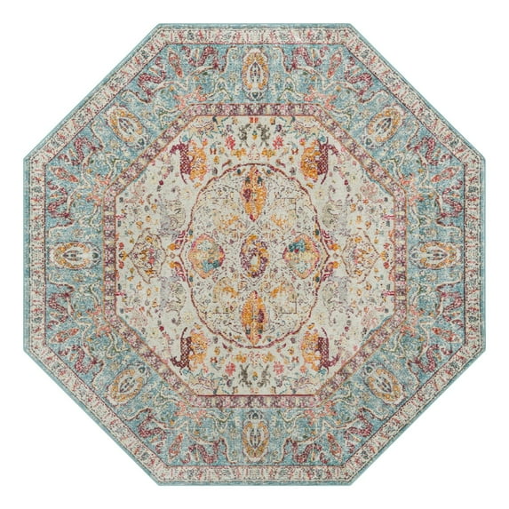 Unique Loom Baracoa Collection Area Rug - Rumba (8' Octagon Light Blue/Cream)