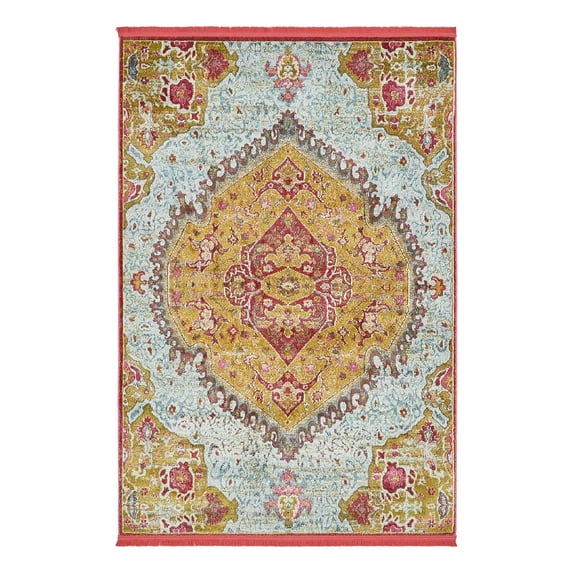 Unique Loom Baracoa Collection Area Rug - Vedado (4' 3" x 6' 1" Rectangle Gold/Green)