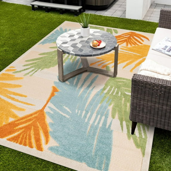 Unique Loom Aruba Outdoor Collection Area Rug - Barcadera (2' x 3' Rectangle Beige/Orange)