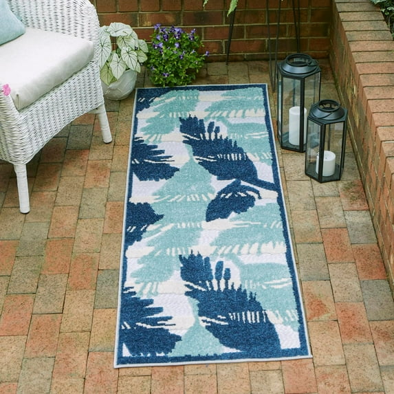Unique Loom Aruba Outdoor Collection Area Rug - Barcadera (2' x 10' Runner Gray Blue/Ivory)