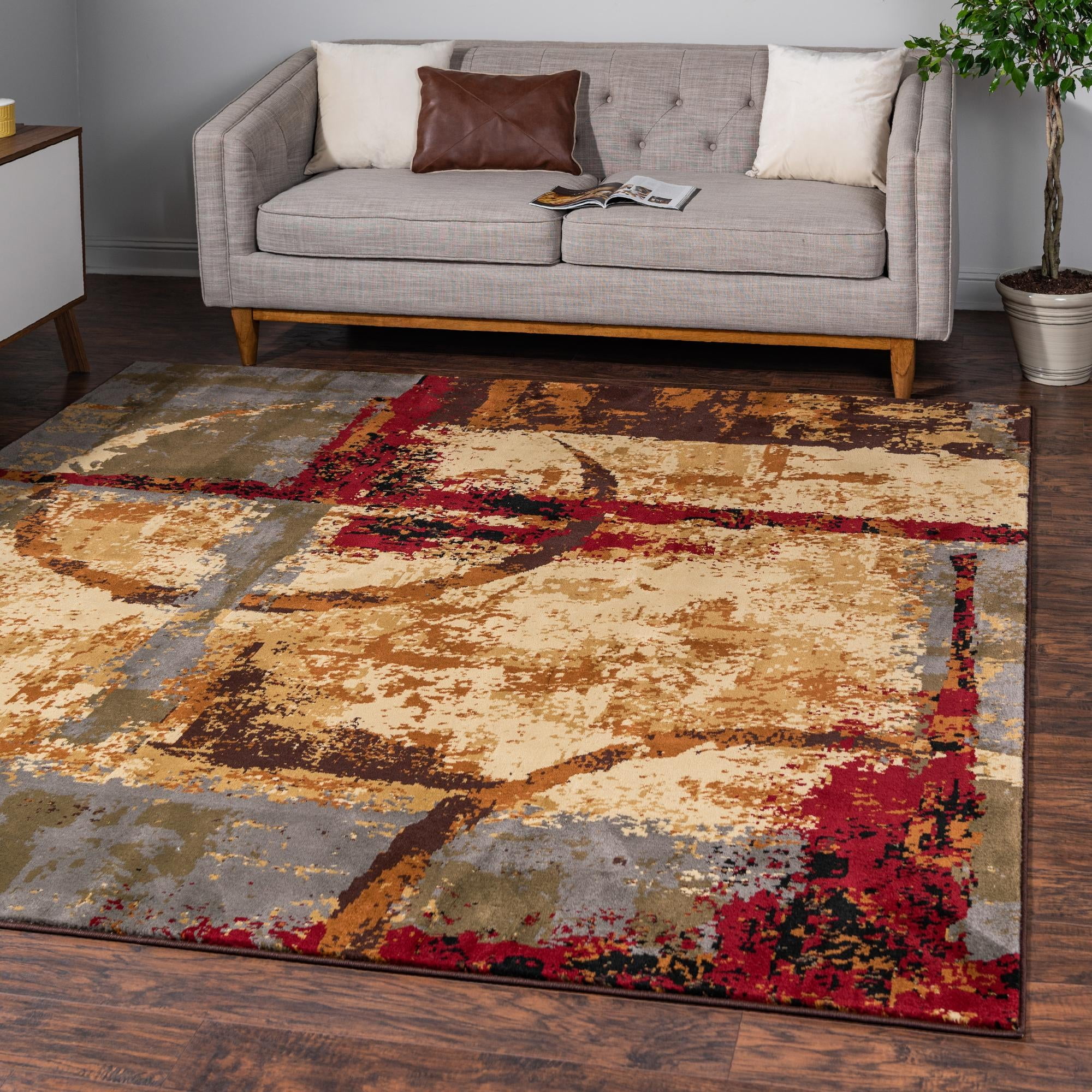 Colorful Geometric Square Synthetic Indoor Area Rug