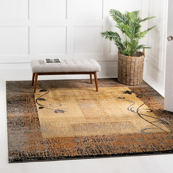 Unique Loom Barista Collection Area Rug - Excelsa (8' Square Beige/Brown)