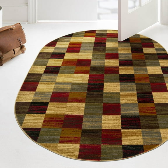 Unique Loom Barista Collection Area Rug - Gava (2' 2" x 3' Oval Multi/Brown)