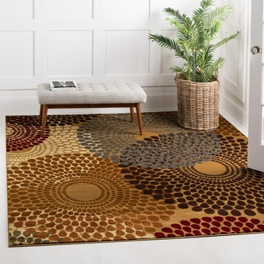 Unique Loom Barista Collection Area Rug - Java (7' 10" Square Beige/Black)