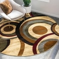 thumbnail image 1 of Unique Loom Barista Collection Area Rug - Kona (4' 1" Round Beige/Black), 1 of 7