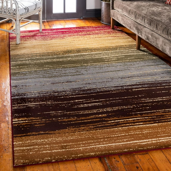Unique Loom Barista Collection Area Rug - Mundo Nova (5' 1" x 8' Rectangle Beige/Blue)