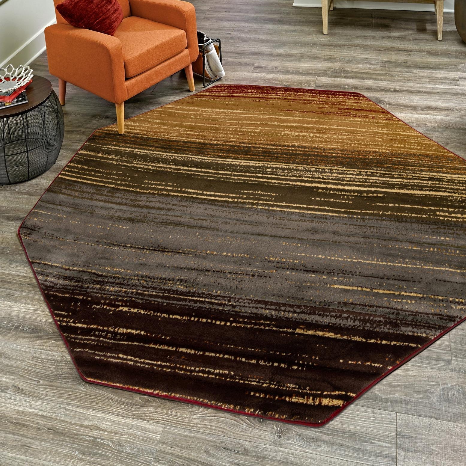 Unique Mundo Unique Loom Barista Collection Area Rug - Mundo Nova (7' Octagon Beige ...