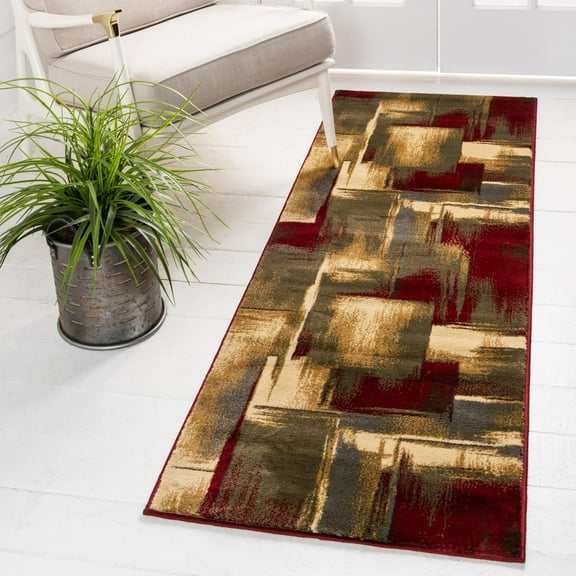 Unique Loom Barista Collection Area Rug - Timor (2' 2" x 3' 11" Runner Multi/Red)