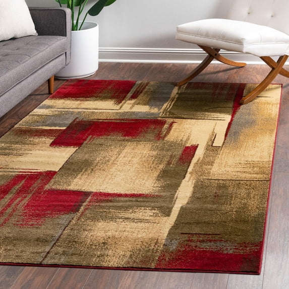 Unique Loom Barista Collection Area Rug - Timor (3' 1" x 5' 3" Rectangle Multi/Red)