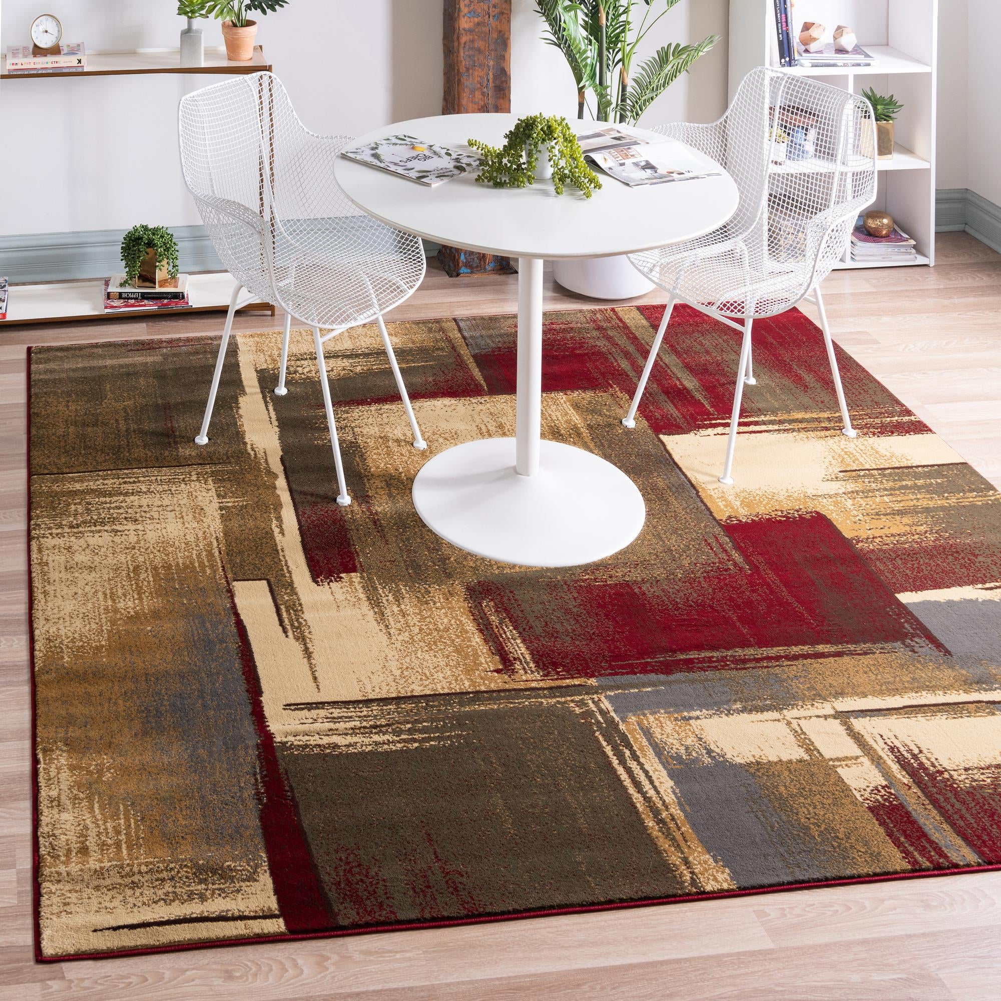 Cafe Collection Colorful Geometric Braided Square Rug