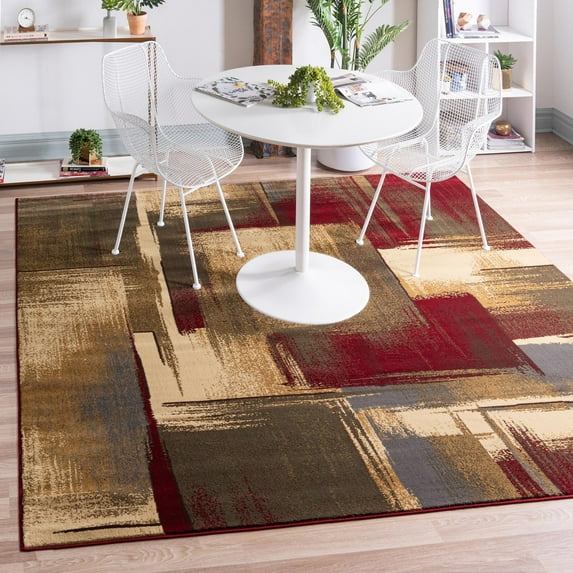 Unique Loom Barista Collection Area Rug - Timor (7' Square Multi/Red)