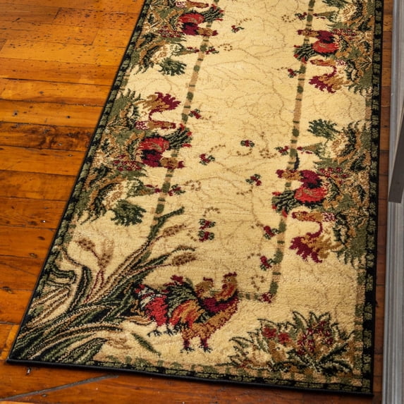 Unique Loom Barnyard Collection Area Rug - Farm (2' 7" x 12' Runner Cream/Black)