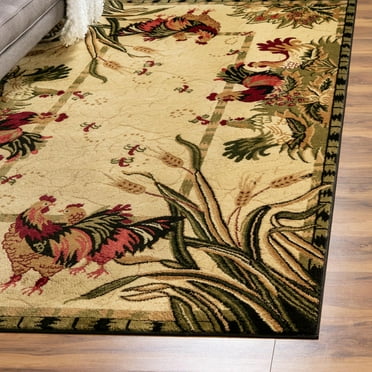 Unique Loom Barnyard Collection Area Rug - Farm (5' 1" x 8' Rectangle Cream/Black)