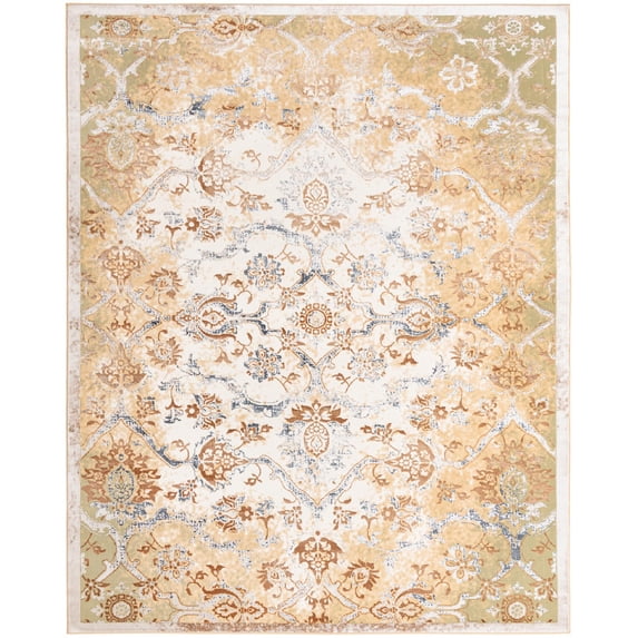 Unique Loom Baron Highbury Rug ,Rectangle,7' 10" x 10' 0" Yellow Transitional Floral Living Room Bed Room Dining Room